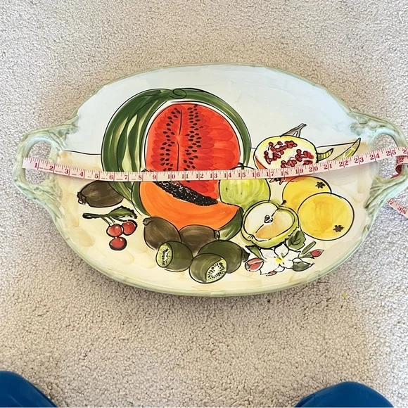 Vintage CWC Fruit Platter 26”x18” Ceramic Plate Made‎ in Italy EUC - Picture 2 of 9